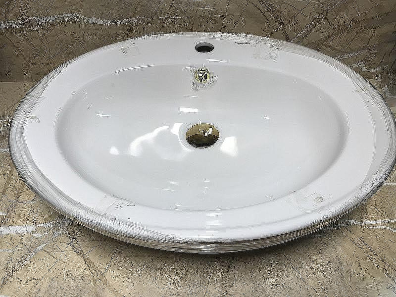 Раковина накладная CeramaLux 60 2150G Белая Золото