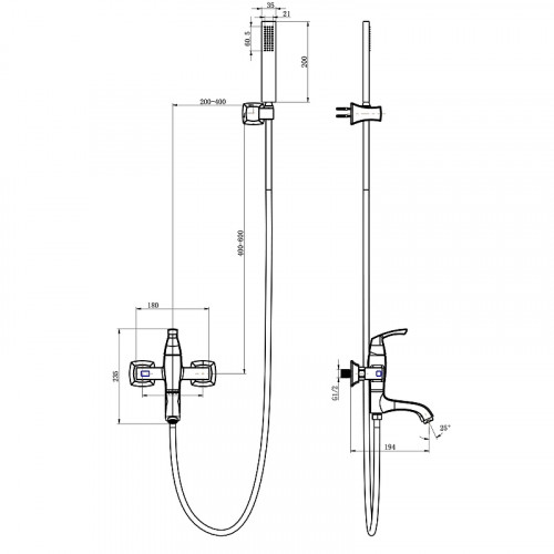 Смеситель для ванны Lemark Nubira LM6214ORB Черная бронза латунь на стену