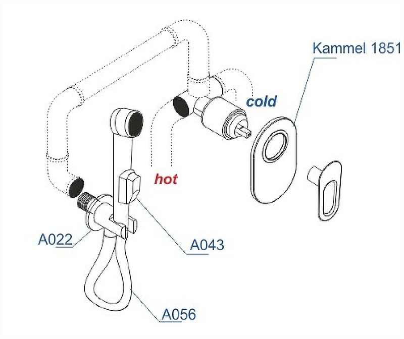 Гигиенический душ со смесителем WasserKRAFT Kammel A111856 Хром латунь на стену