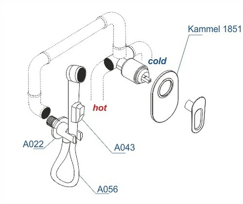 Гигиенический душ со смесителем WasserKRAFT Kammel A111856 Хром латунь на стену