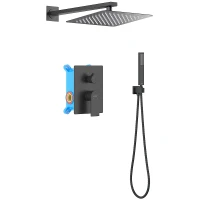 Душевая система Aquatek Лира AQ1472MB Черная матовая латунь встраиваемый