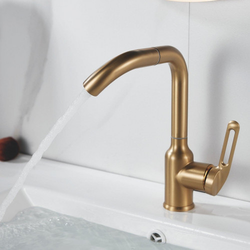 Смеситель для раковины Raffine F201G цвет Золотой сатин