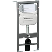 Комплект унитаза с инсталляцией Ceramicanova Balearica CN6000_1002W_1000 с сиденьем Микролифт и Белой клавишей смыва фарфор подвесной