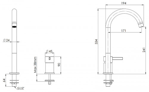 Смеситель для раковины Remer Metrica MC57L цвет Хром