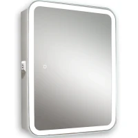 Зеркальный шкаф Silver Mirrors Фиджи Flip 60 LED-00002472 с подсветкой Белый МДФ / ЛДСП, стекло