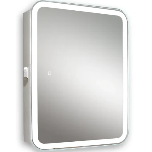 Зеркальный шкаф Silver Mirrors Фиджи Flip 60 LED-00002472 с подсветкой Белый МДФ / ЛДСП, стекло