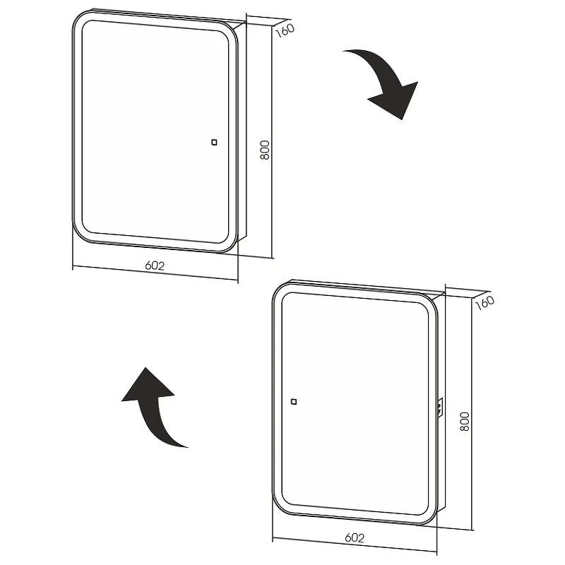 Зеркальный шкаф Silver Mirrors Фиджи Flip 60 LED-00002472 с подсветкой Белый МДФ / ЛДСП, стекло
