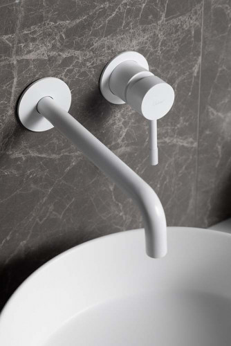 Смеситель для раковины Boheme Uno 465-MW Белый матовый латунь встраиваемый