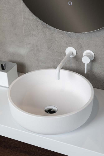 Смеситель для раковины Boheme Uno 465-MW Белый матовый латунь встраиваемый