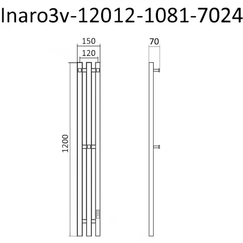 Электрический полотенцесушитель Маргроид Inaro3v профильный 1200x150 Inaro3v-12012-1081-7024 Графитовый серый нержавеющая сталь