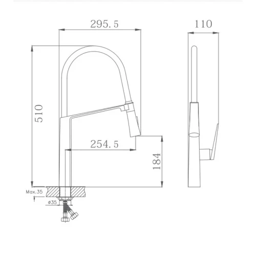 Смеситель для кухни Haiba HB73827-7 цвет Черный матовый