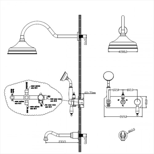 Душевая система Boheme Tradizionale Chromo 268 Хром латунь на стену