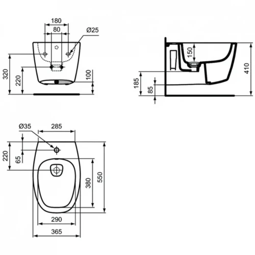 Биде Ideal Standard Dea T509801 подвесное цвет Euro White / Евробелый