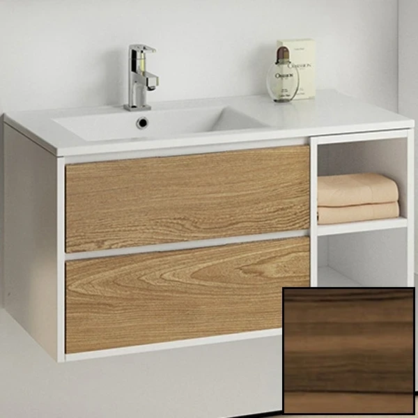 Тумба с раковиной SanVit Мэри-4 90 L kmery904 с фактурой под дерево подвесная Кедр МДФ / ЛДСП