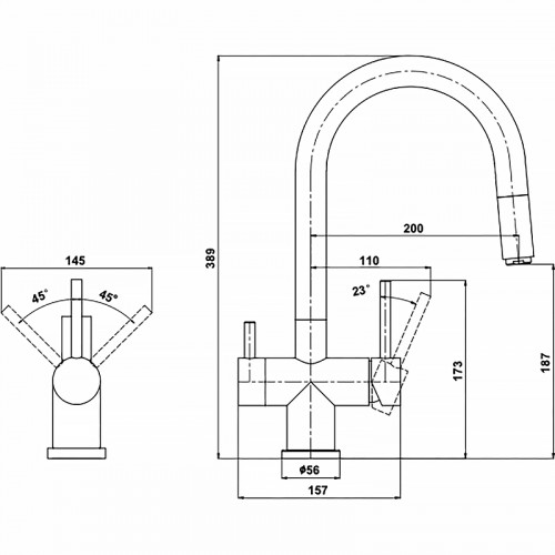 Смеситель для кухни Florentina Клио Fl Ультра 333.13Н.2123.501 Нуар нержавеющая сталь
