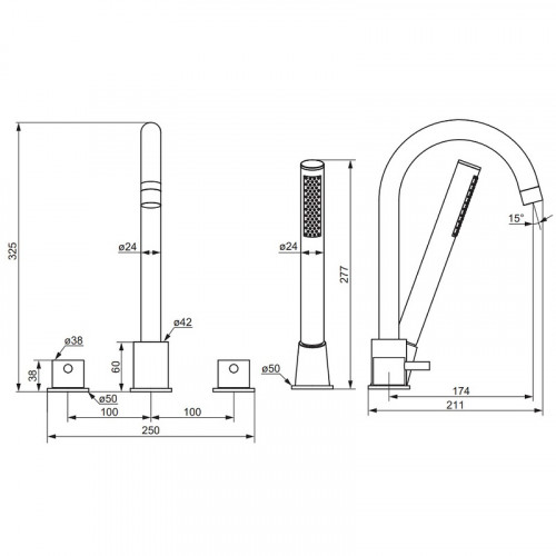 Смеситель на борт ванны Damixa Scandinavian Pure 360400000