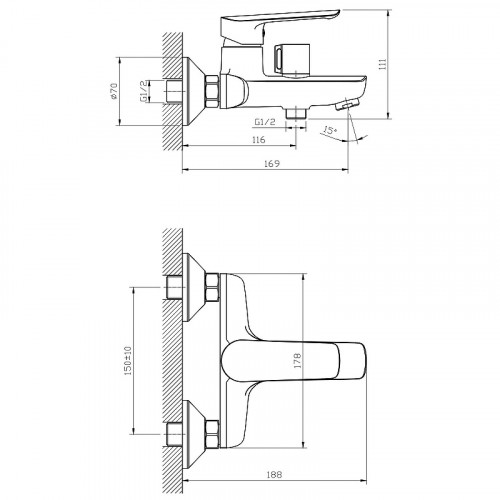 Смеситель для ванны ESKO Lagos White LG54W Белый матовый пластик на стену