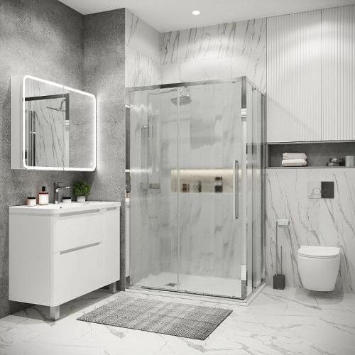 Душевой уголок Grossman Cosmo 100x100 L 120.K33.02.1010.10.02 профиль Хром стекло шиншилла