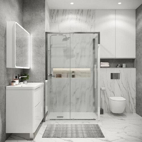 Душевой уголок Grossman Cosmo 100x100 L 120.K33.02.1010.10.02 профиль Хром стекло шиншилла