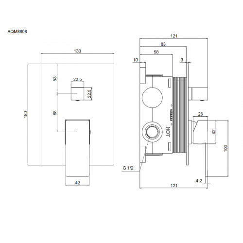 Смеситель для душа AQUAme Savona AQM8808GM цвет Оружейная сталь
