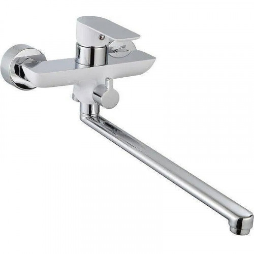 Смеситель для ванны Aquanet Arctic AF520-21СW универсальный Хром Белый латунь на стену