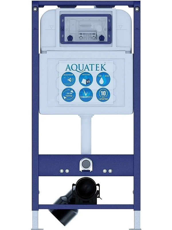 Комплект унитаза с инсталляцией Aquatek Set Aquatek Европа-050 4в1 цвет Белый с сиденьем Микролифт и клавишей смыва цвет Оружейная сталь