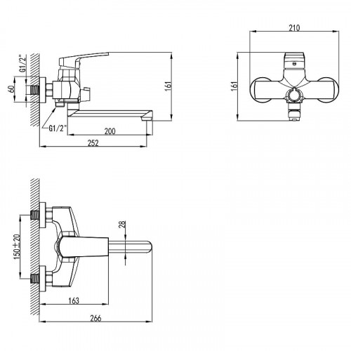 Смеситель для ванны AWP Peno S2817C цвет Хром