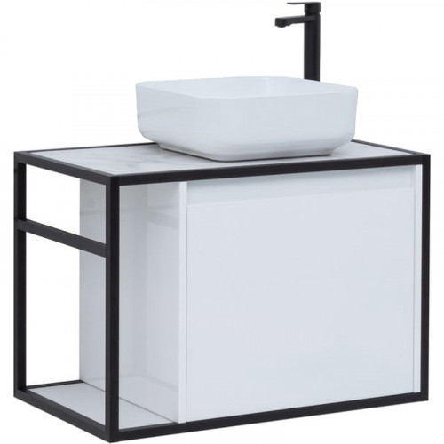 Тумба под раковину Aquanet Nova Lite Loft 75R 261649 подвесная Белый глянец МДФ / ЛДСП