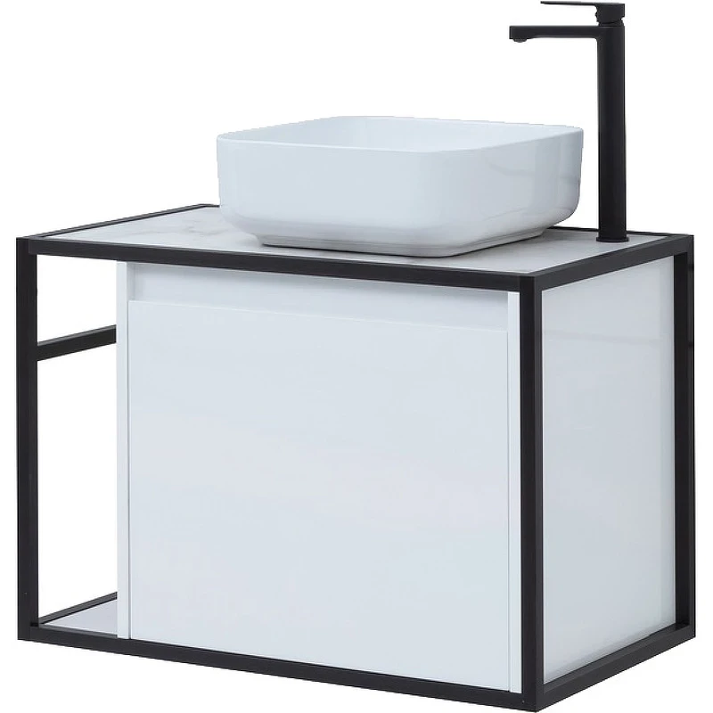 Тумба под раковину Aquanet Nova Lite Loft 75R 261649 подвесная Белый глянец МДФ / ЛДСП