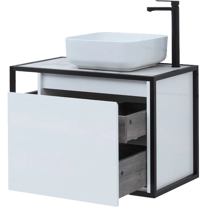 Тумба под раковину Aquanet Nova Lite Loft 75R 261649 подвесная Белый глянец МДФ / ЛДСП