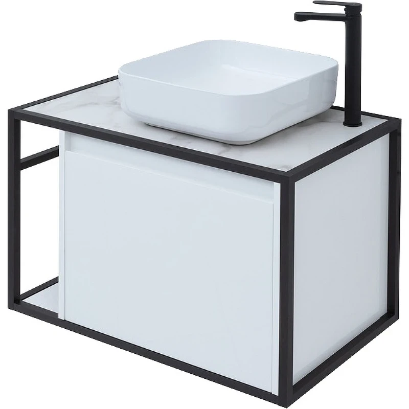 Тумба под раковину Aquanet Nova Lite Loft 75R 261649 подвесная Белый глянец МДФ / ЛДСП