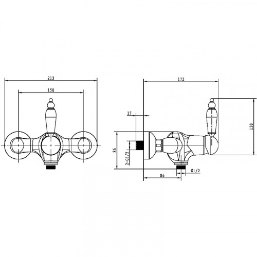 Смеситель для душа Boheme Crystal 284-CRST Золото латунь на стену
