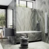 Шторка на ванну Maybah Glass MGV-130-1у 340x1400 в узком профиле Белый стекло сатиновое