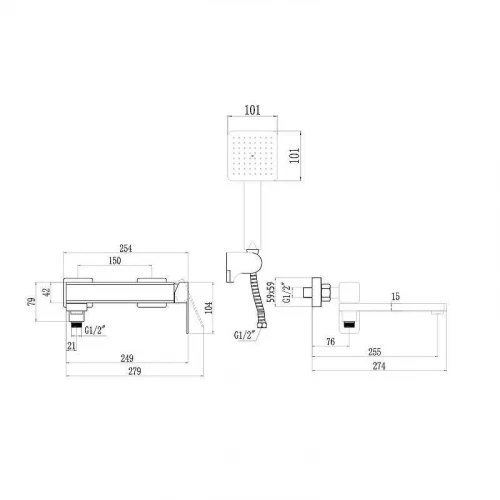 Смеситель для ванны Fmark FS8724-22H цвет Черный