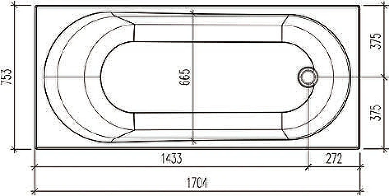 Акриловая ванна WellWant Oberon WW 170x75 WWVO1224W без гидромассажа