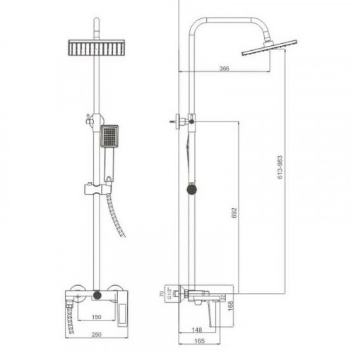 Душевая система Haiba HB24817-3 Пепельный латунь на стену