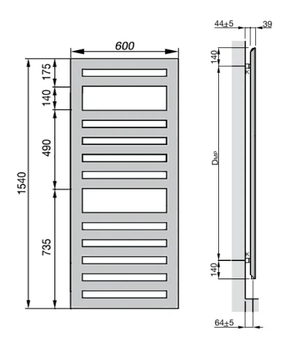 Водяной полотенцесушитель Zehnder Metropolitan Spa MET-150-060 Белый