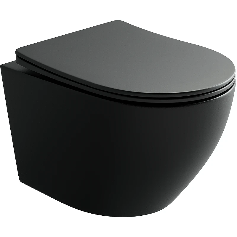 Унитаз Ceramicanova Uno Rimless CN11001MB подвесной Черный матовый с сиденьем Микролифт фарфор подвесной