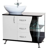Тумба под раковину Bellezza Рио 90 L 4633615142269 Черная Белая МДФ / ЛДСП