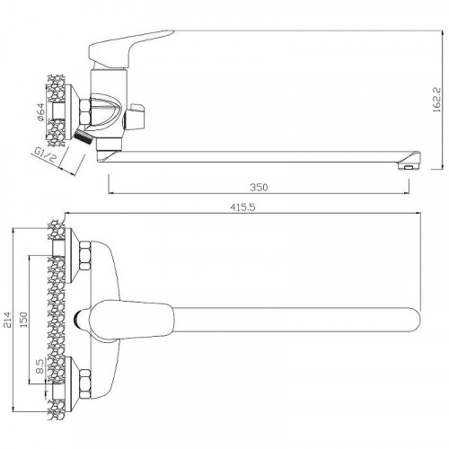 Смеситель для ванны WesnaArt Astra AST19-320 универсальный Хром