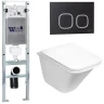 Комплект унитаза с инсталляцией WeltWasser AMBERG 350 ST + ROTBACH 004 GL-WT + AMBERG RD-BL 10000006567 цвет Белый глянцевый с сиденьем Микролифт и клавишей смыва цвет Черный