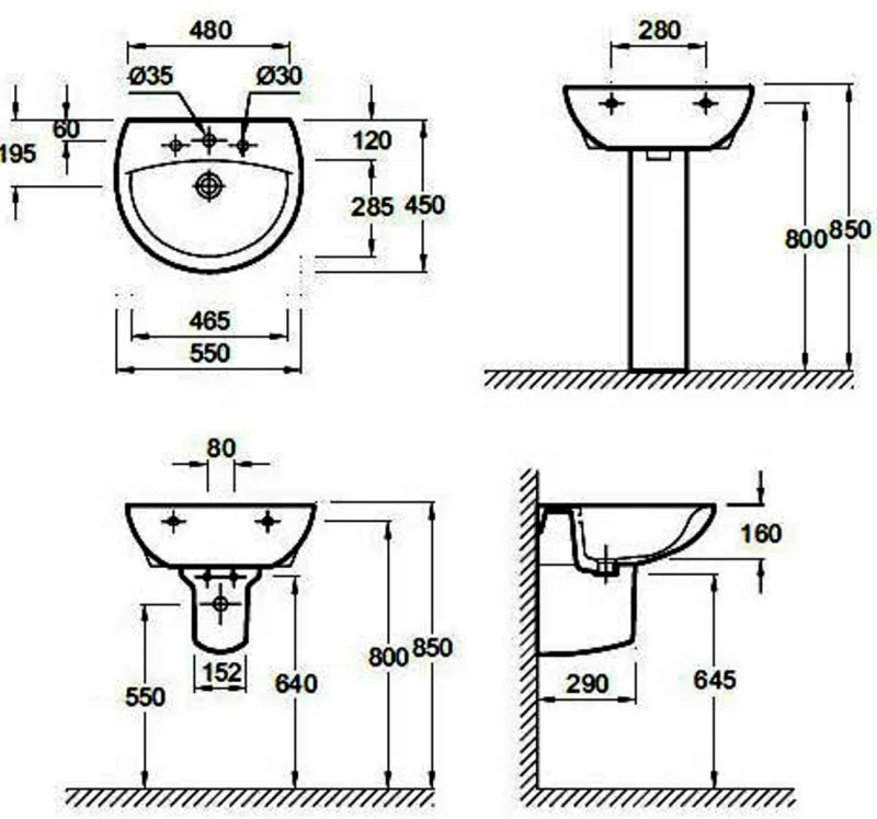 Раковина Jacob Delafon Patio 55 E4158NG-00 Белая фарфор подвесная, полувстраиваемая