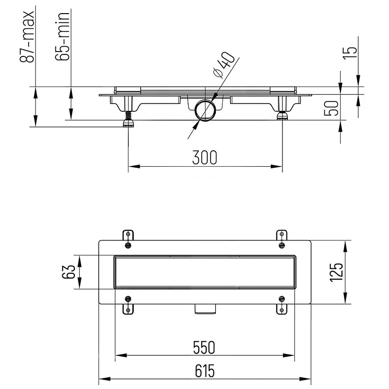 Душевой лоток Paini Klasik 550 CH550KN с решеткой под плитку