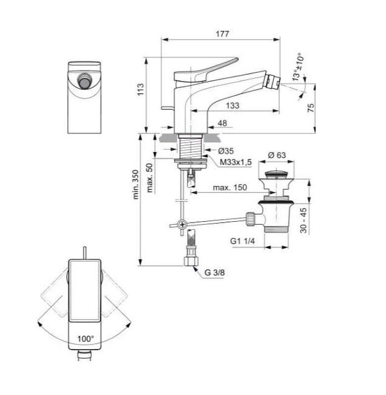 Смеситель для биде Ideal Standard Conca BC760AA цвет Хром