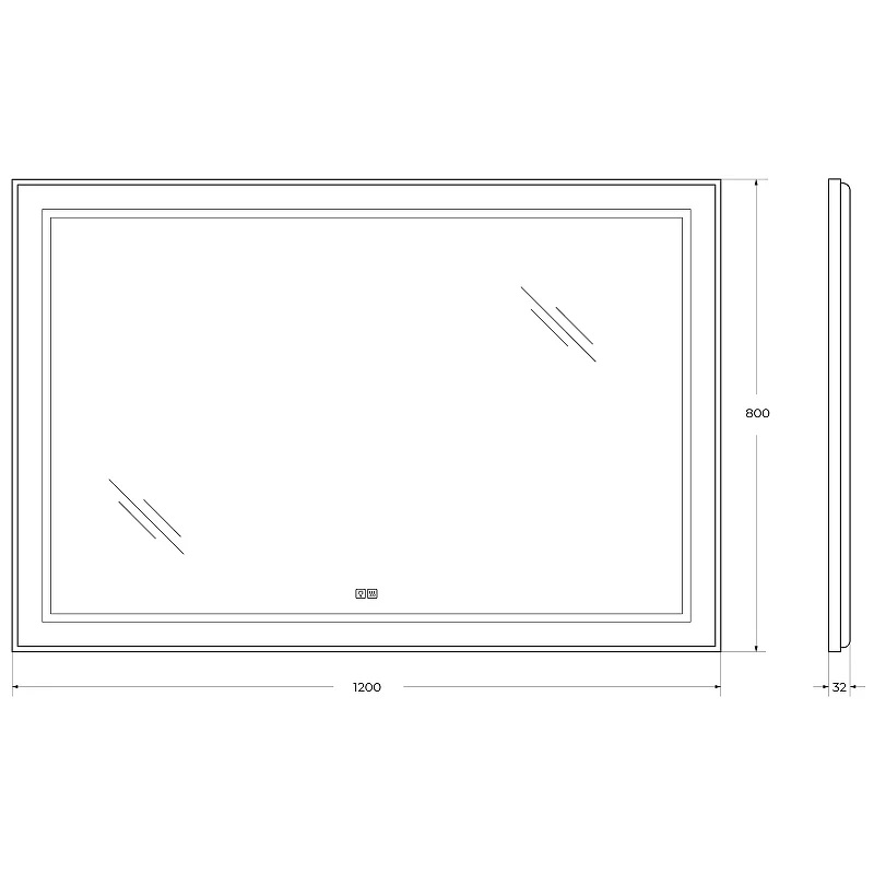 Зеркало BelBagno Kraft 120 SPC-KRAFT-1200-800-LED-TCH-WARM с подсветкой Сатин с сенсорным выключателем и подогревом стекло
