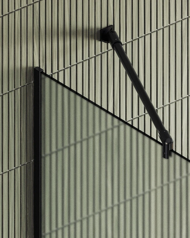 Душевая перегородка Maybah Glass MGD-706-6у 690x1950 в узком профиле Черный стекло сатиновое