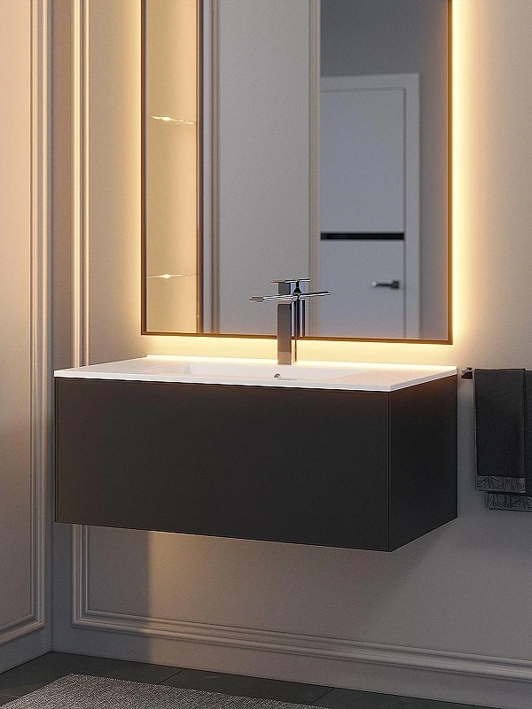 Тумба под раковину Uperwood Parma Premium 85 3930205467 подвесная цвет Черный матовый