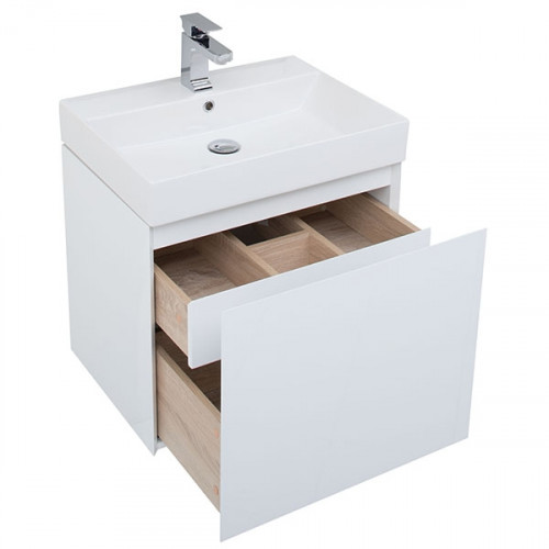 Тумба под раковину Aquanet Йорк 60 202094 подвесная Белый глянец МДФ / ЛДСП