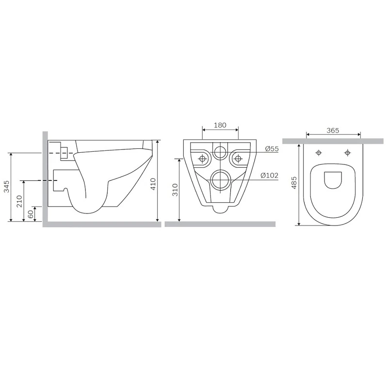 Унитаз AM.PM Spirit FlashClean C701700WH подвесной без сиденья фарфор подвесной