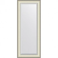 Зеркало Evoform Exclusive 134х54 BY 7454 с фацетом в багетной раме - Белая кожа с хромом 78 мм стекло